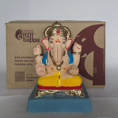 9" COLORED PAPER MACHE GANESH IDOL