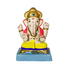 9" COLORED PAPER MACHE GANESH IDOL