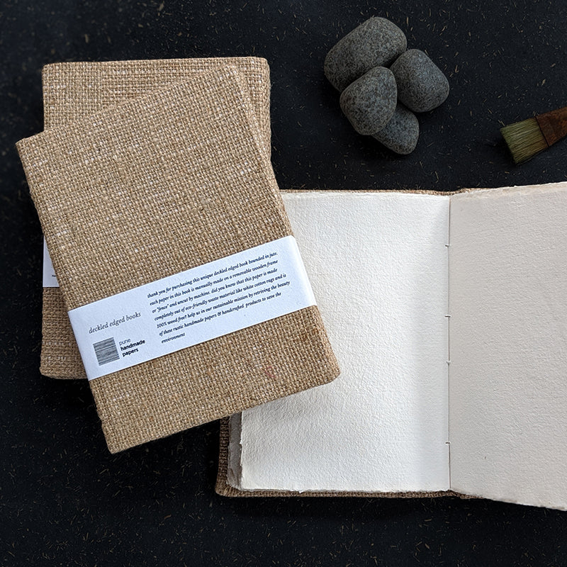 JUTE DECKLED NOTEBOOK A5 - Pune Handmade Papers